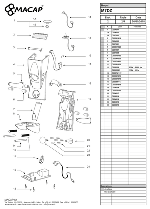 Macap MXDZ - M7DZ CONNECTING CABLE - Reservdel OEM nummer: C00061615